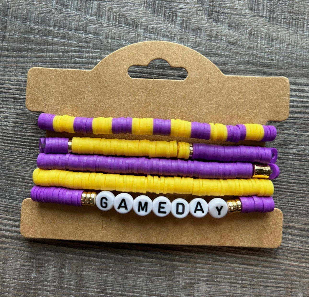 Purple and Gold Game Day Bracelets