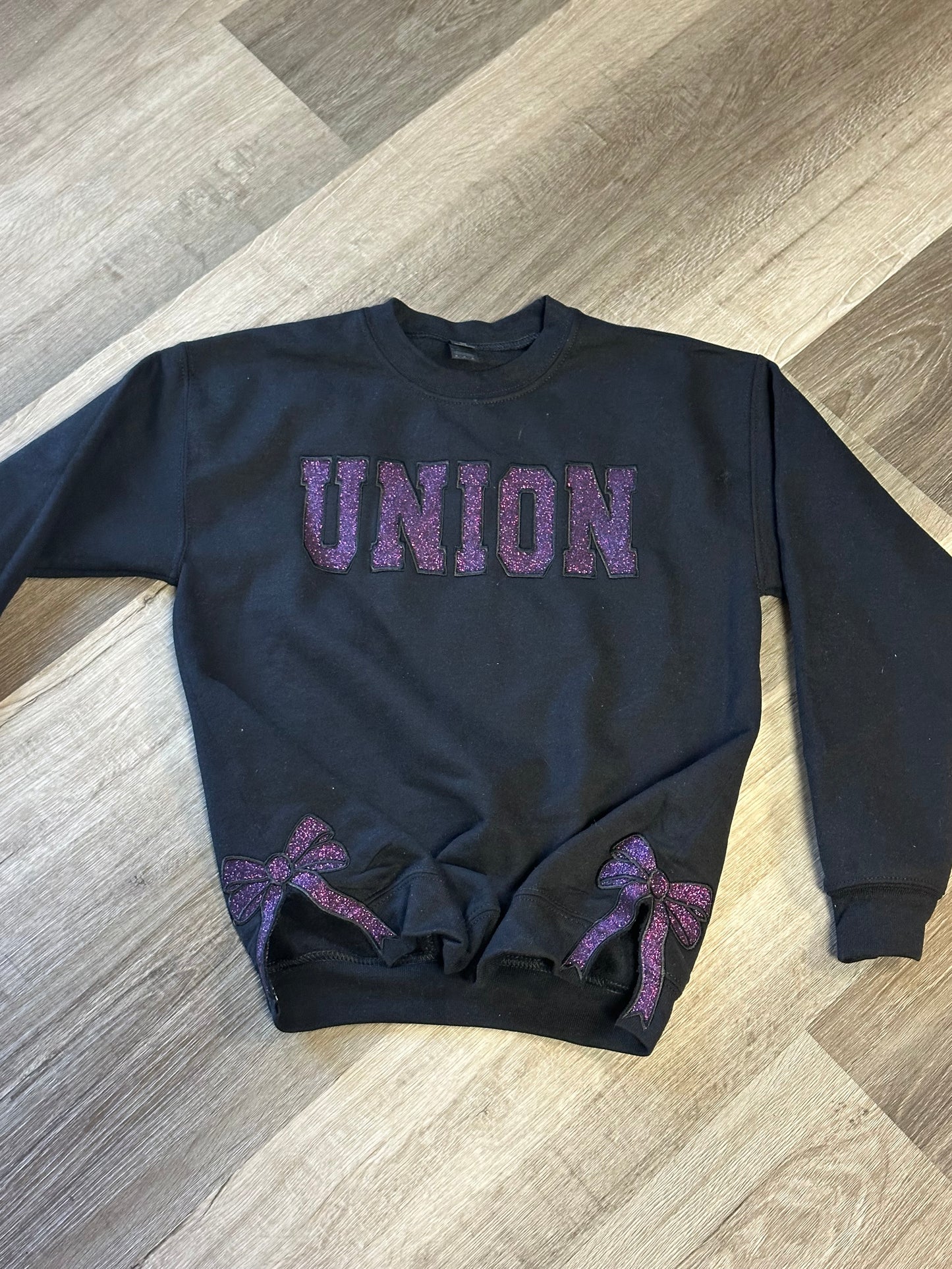 Sports Team Glitter Applique Side Bow Sweatshirt