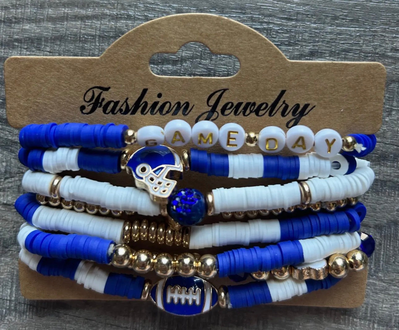 Blue and White Game Day Football Bracelets