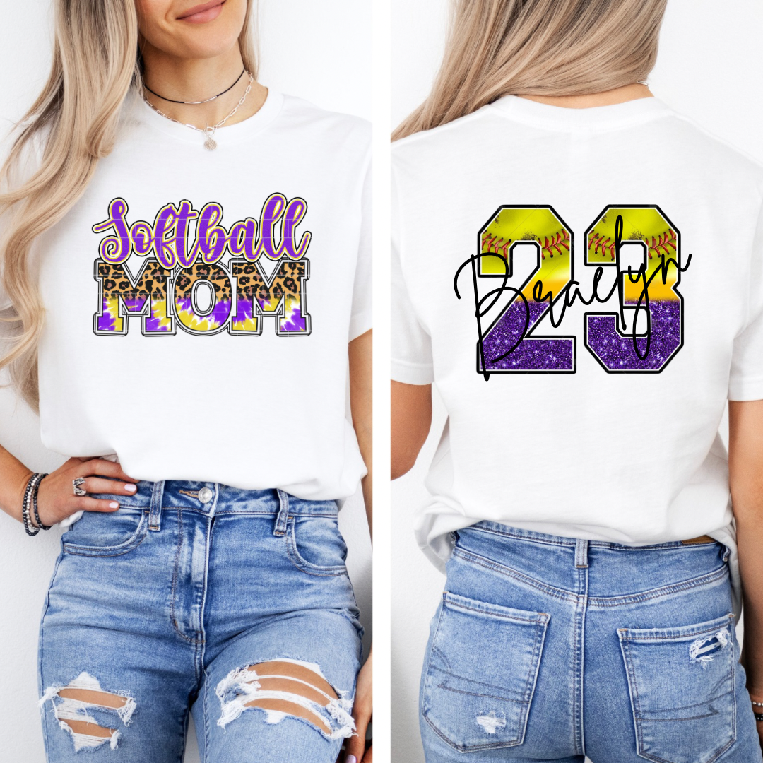 Purple and Gold Softball Mom-Personalized