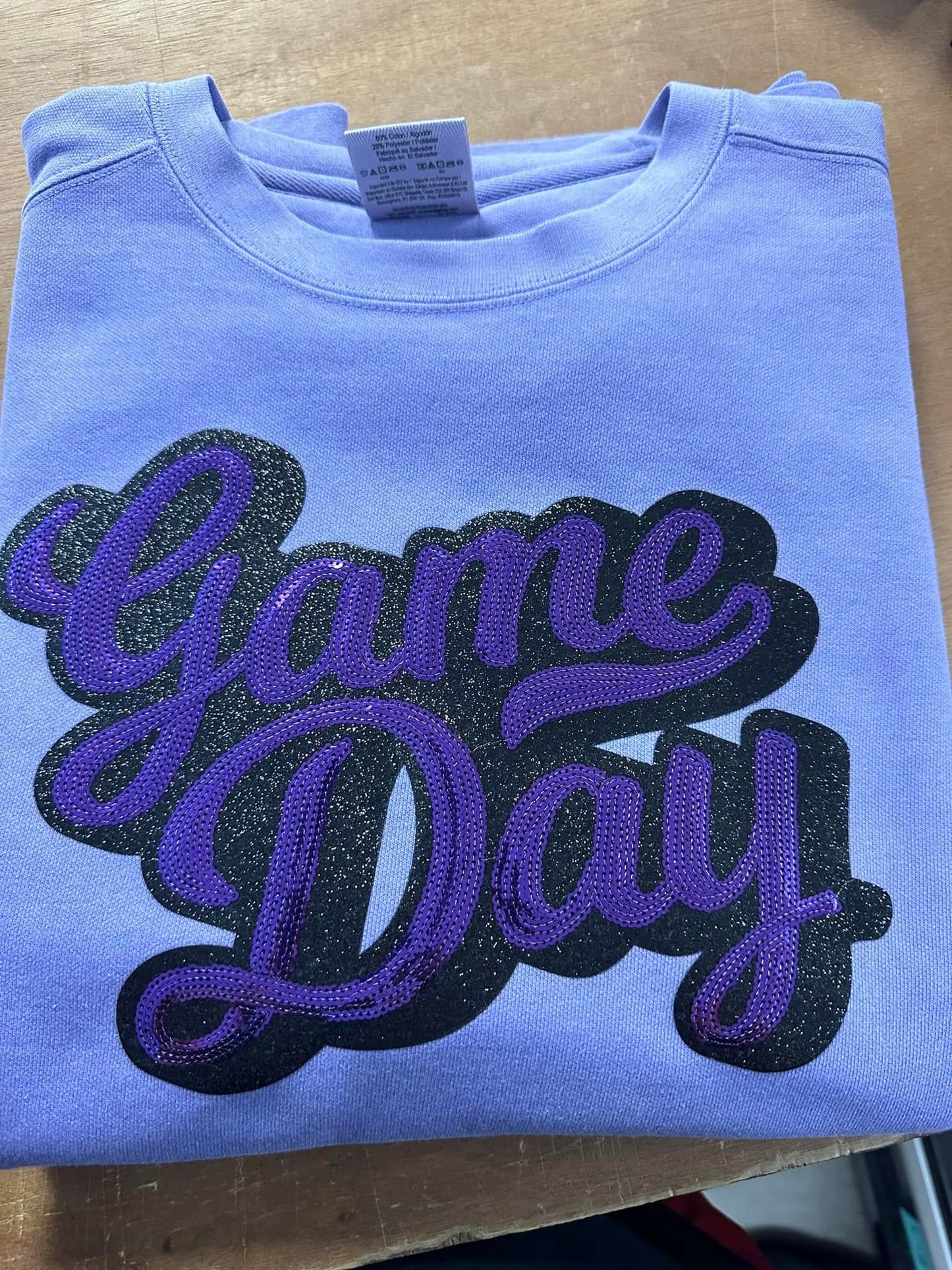 Purple Sequin/ Glitter Game Day Patch Top