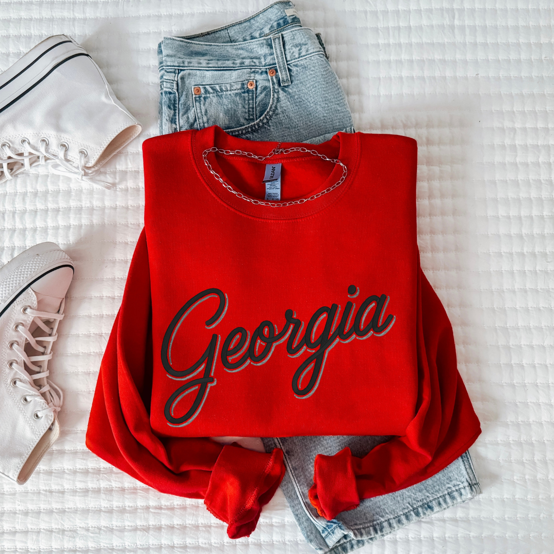 Georgia Double Script Emb Crewneck