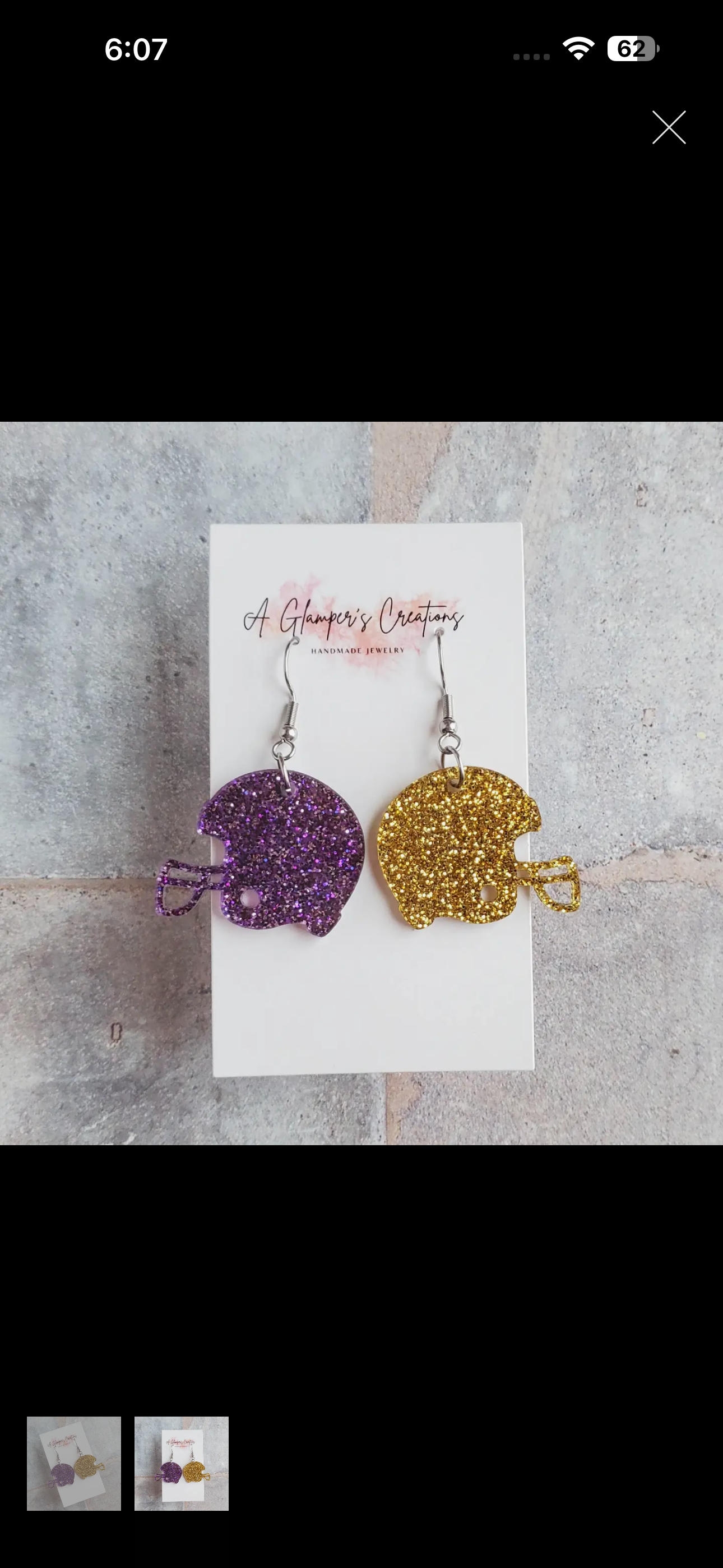 Purple and Gold Football Helmet Dangles