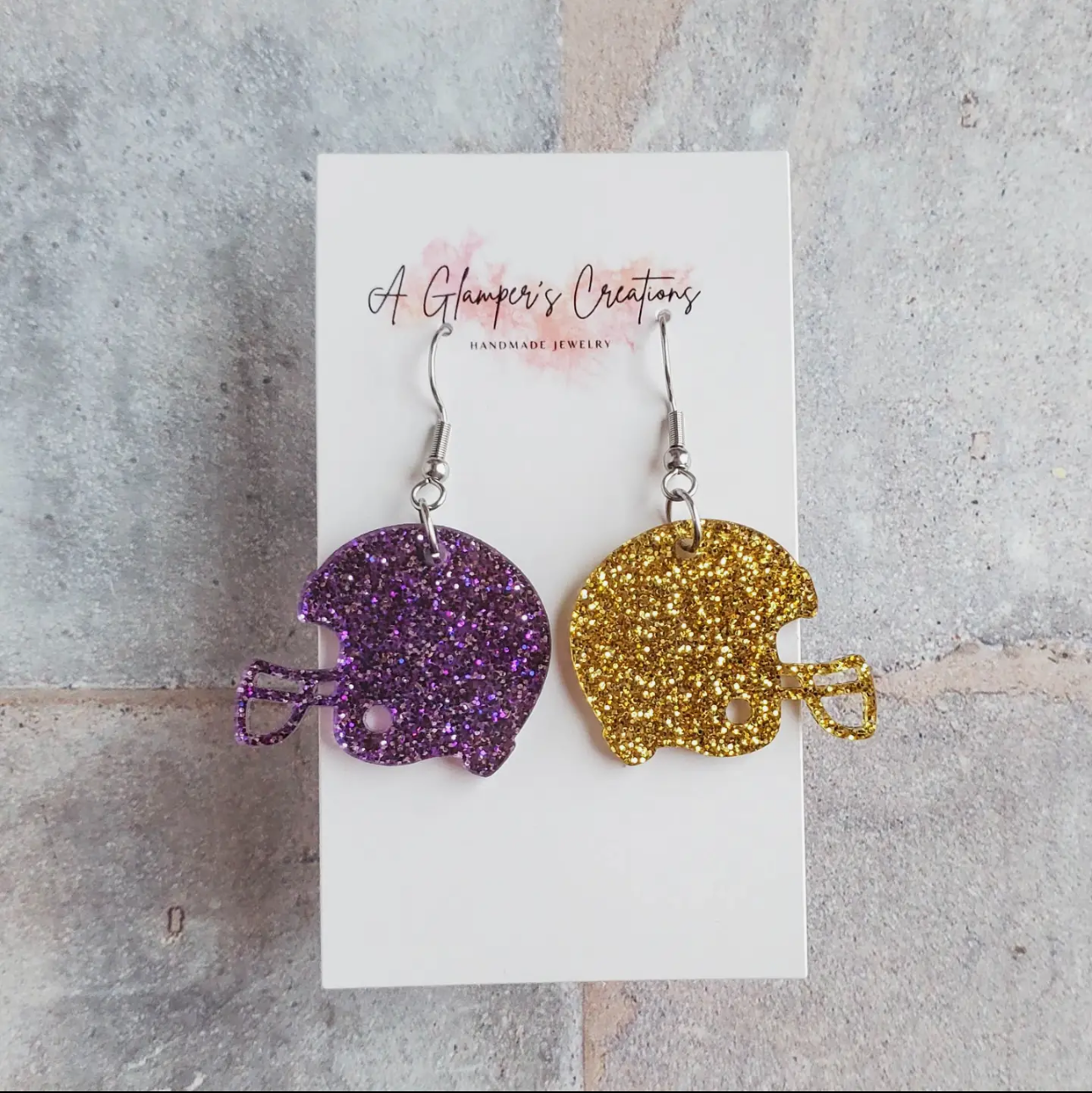 Purple and Gold Football Helmet Dangles