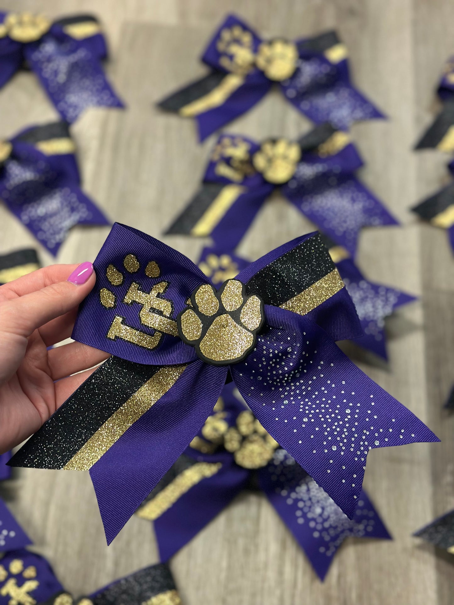 UC Paw Center Rhinestone Bow