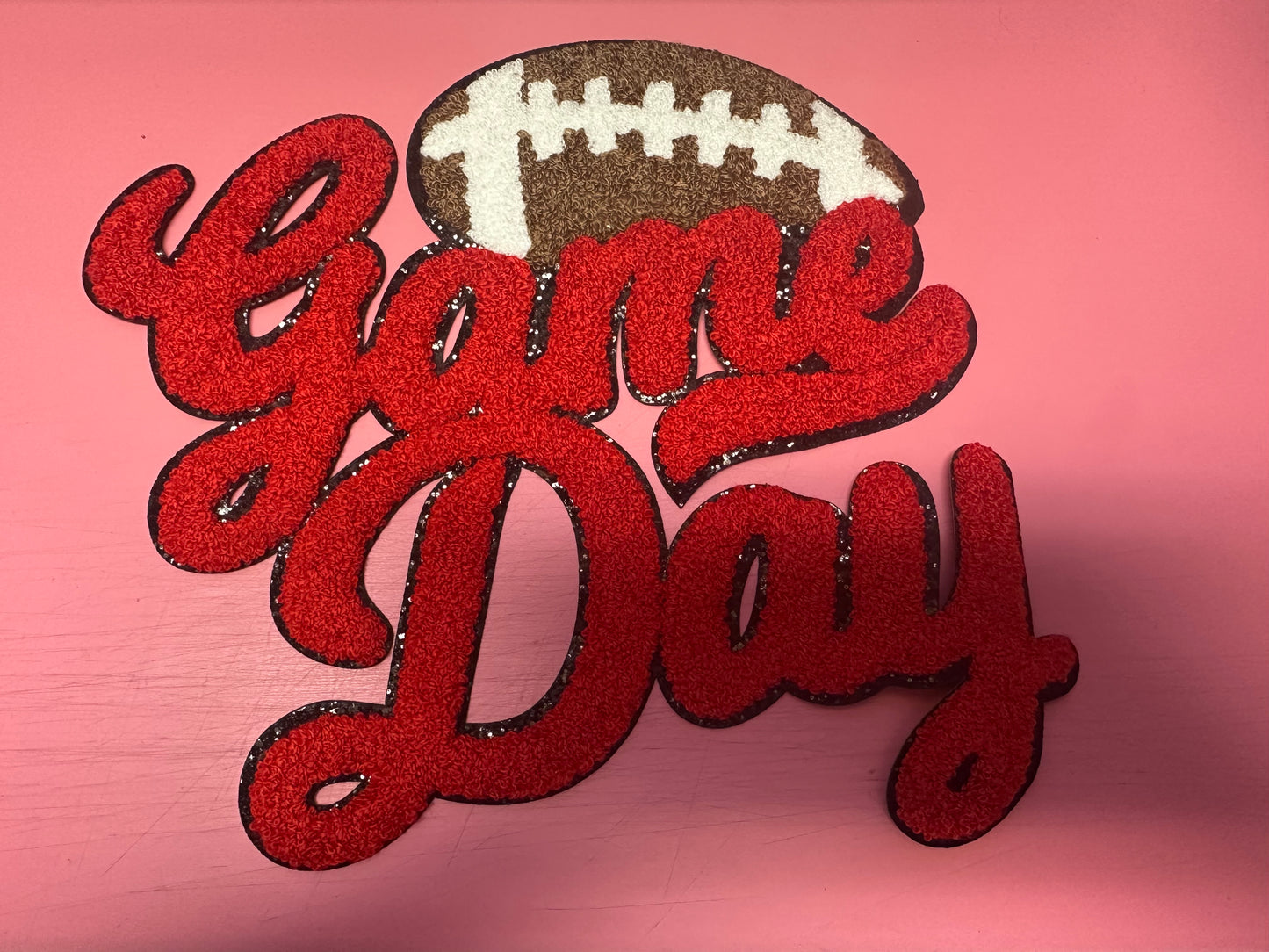 Football Game Day Chenille Patch- Red