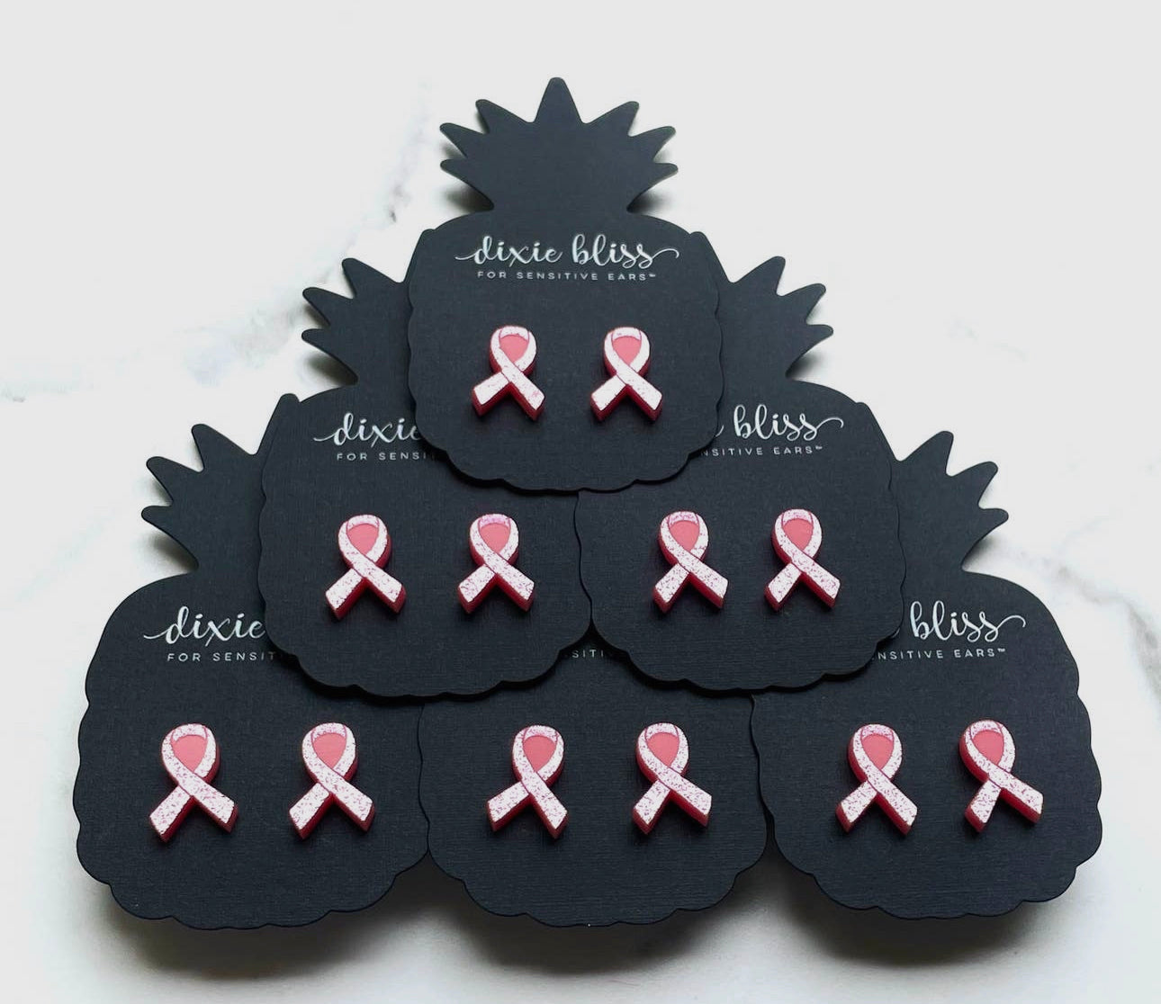 Pink Ribbon Acrylic Earrings