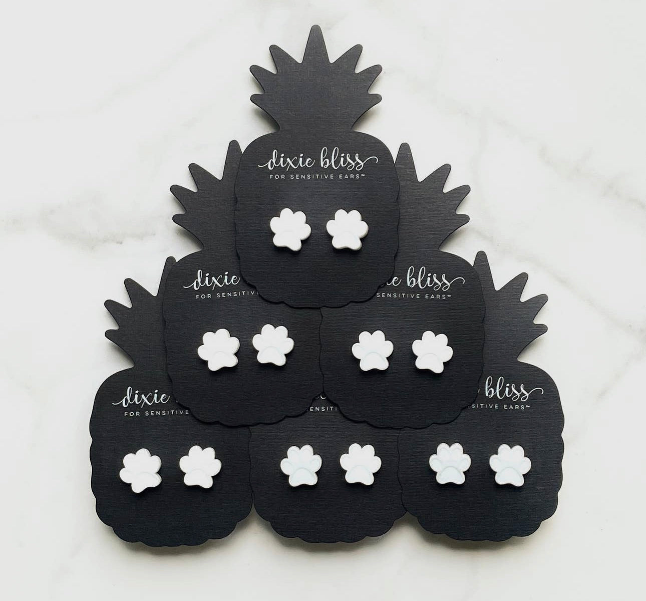 White Paw Acrylic Earrings