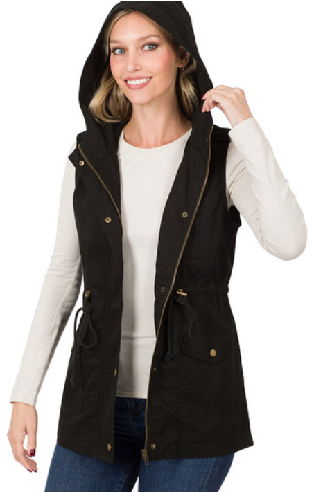Black Military Drawstring Vest