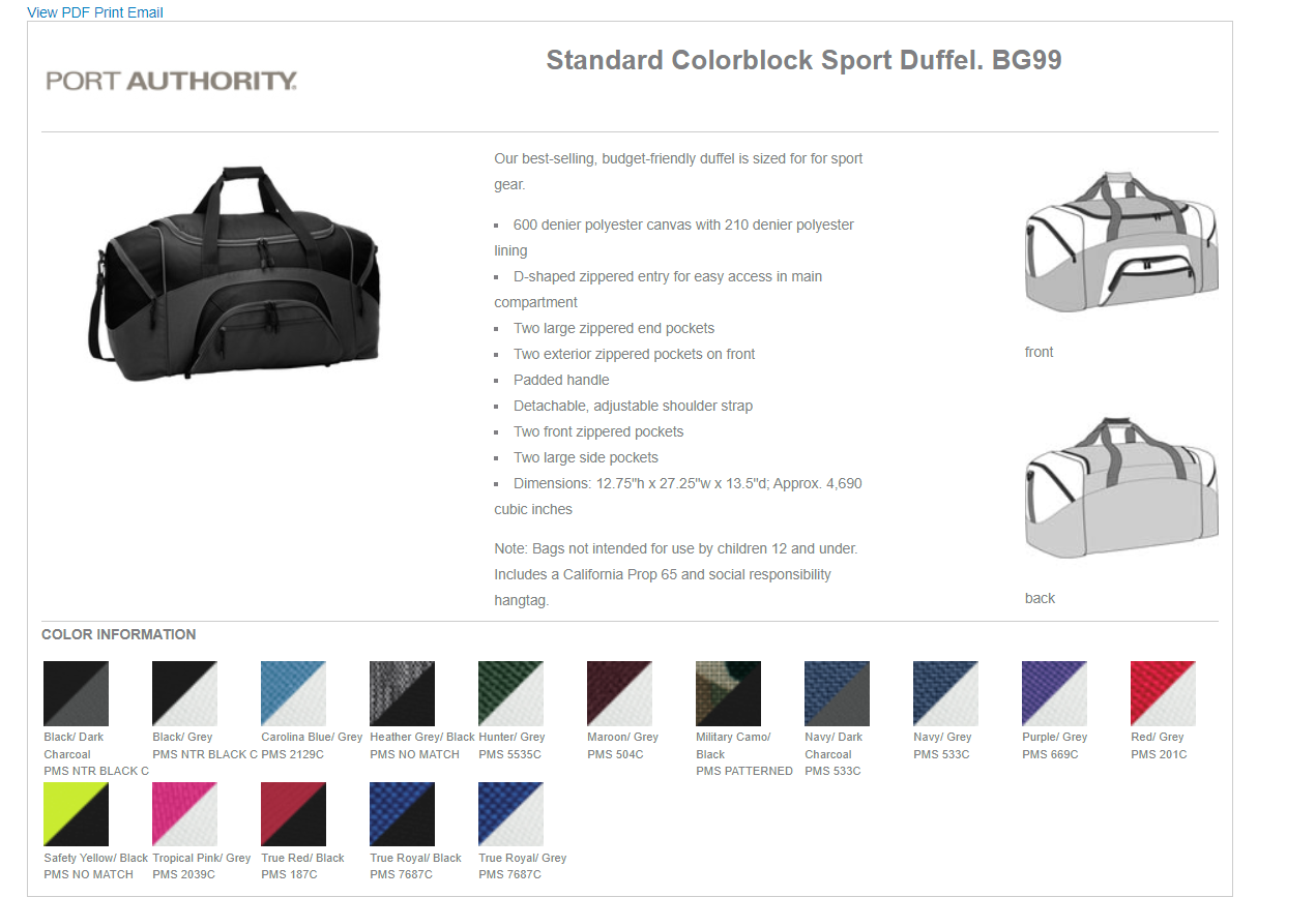 Port Authority Large Sport Duffle Bag