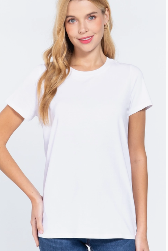 White Crew Neck Boxy Tee