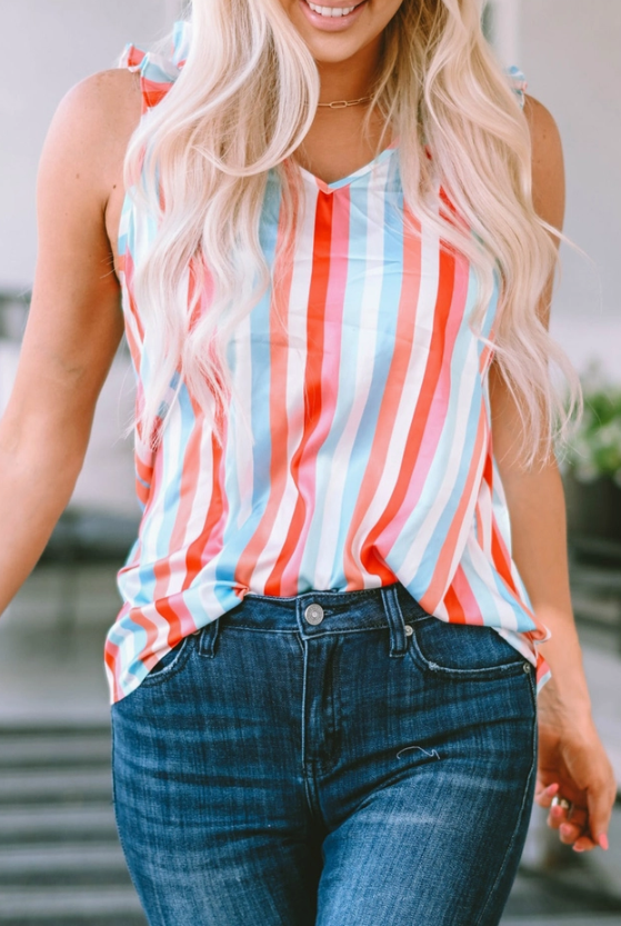 Striped Ruffle Tank