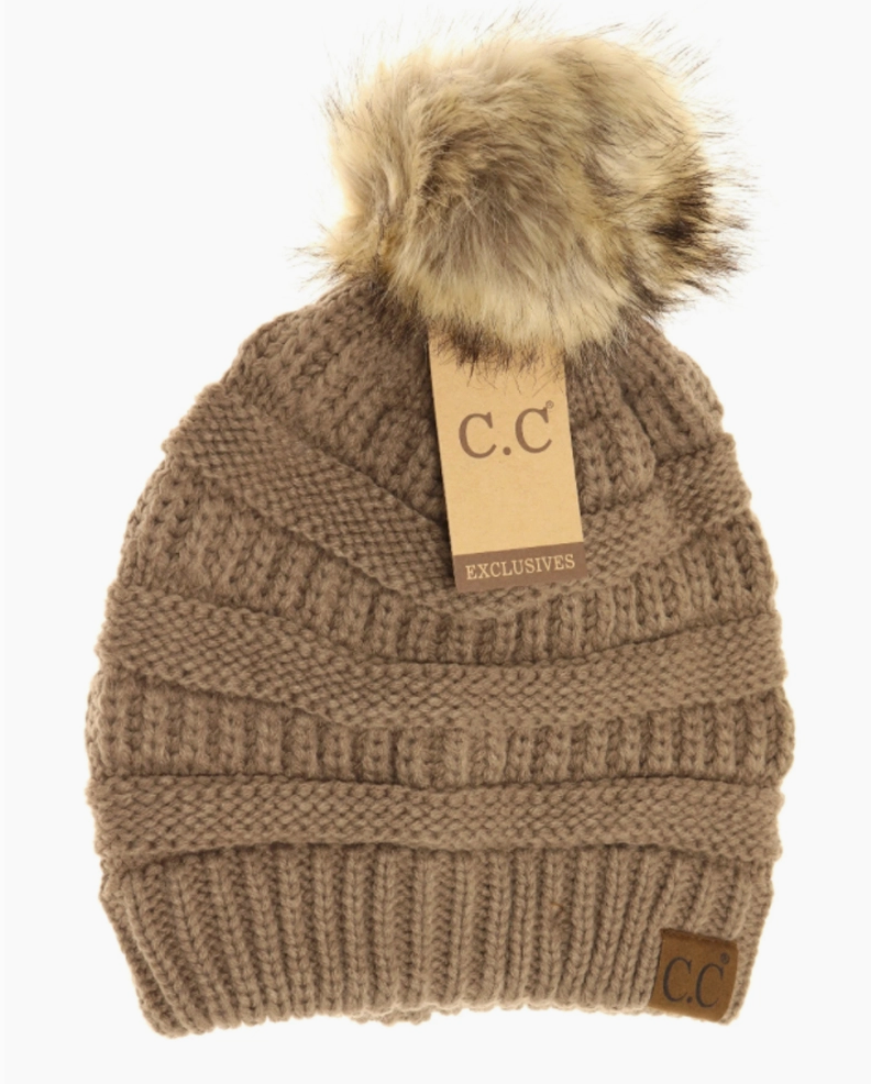 CC Pom Pom Solid Beanie