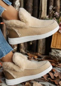 Suede Plush Lined Ankle Boots
