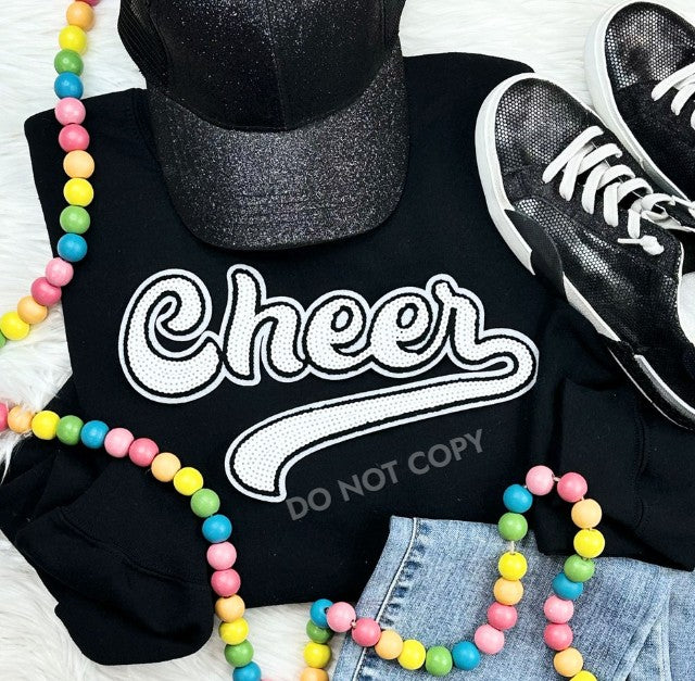 White Cheer Sequin Patch Top