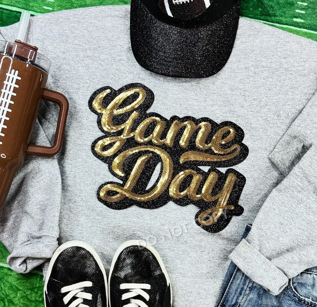 Gold Sequin/ Glitter Game Day Patch Top