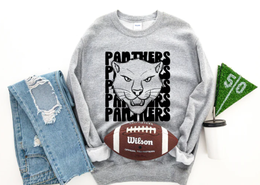 Panthers Stacked Mascot- Black