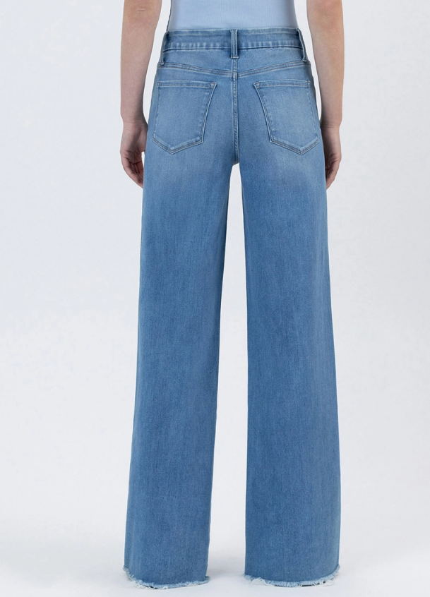 High Rise Frayed Hem Wide Leg Vervet