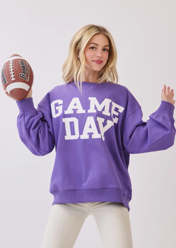 Varsity Game Day Sweatshirt- Purple