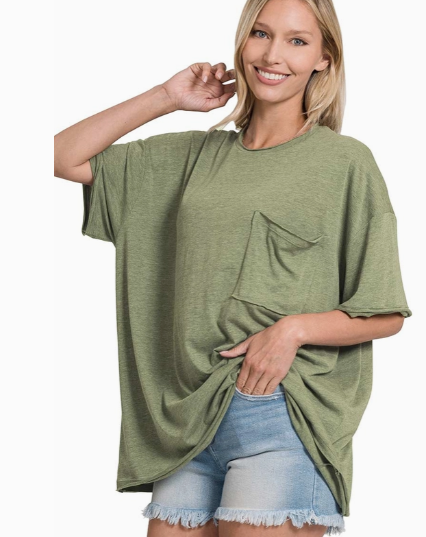 Raw Edge Oversize Cotton Tee