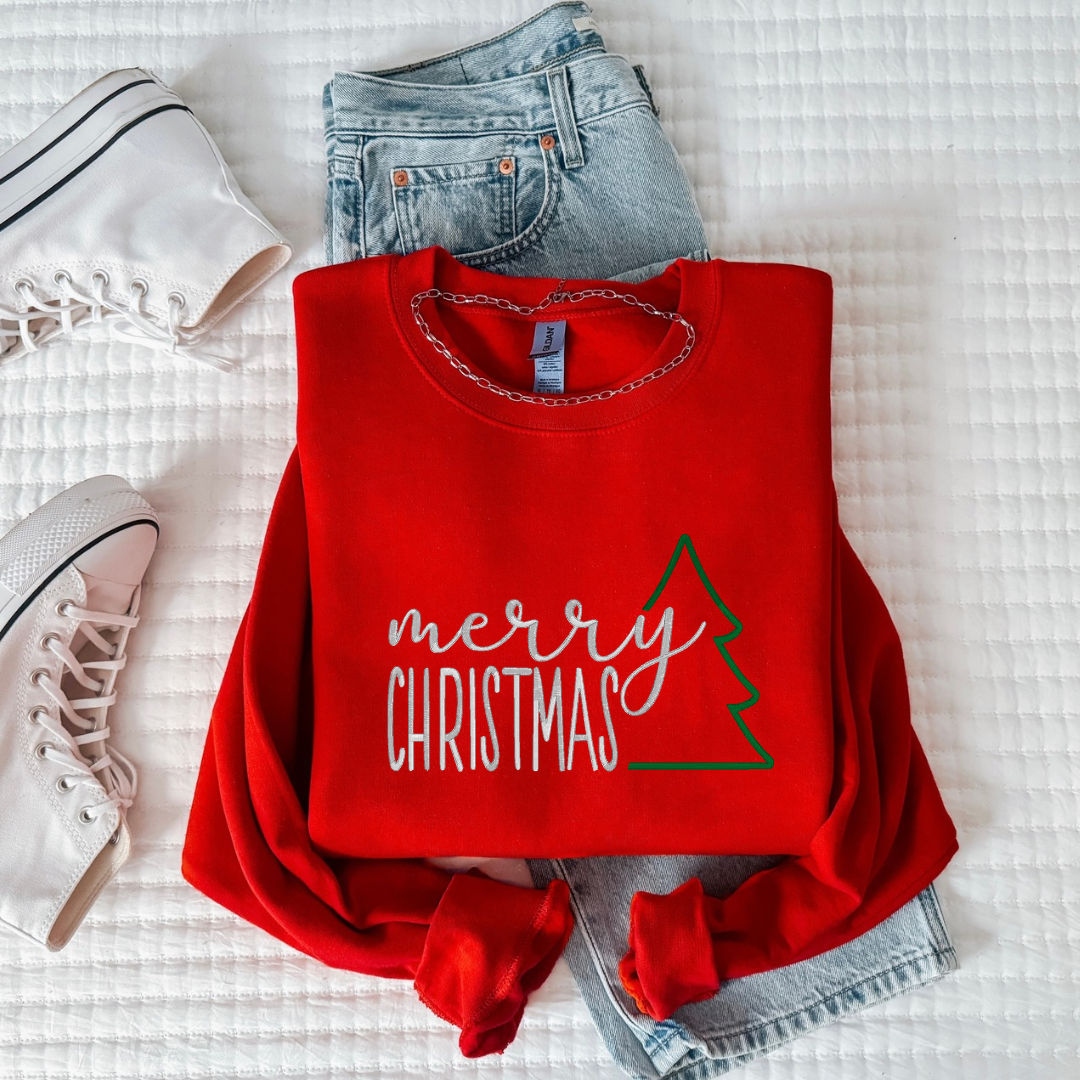 Simple Merry Christmas Embroidered Crewneck