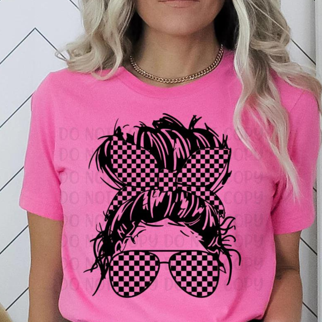Checkered Bandana Bun-Black