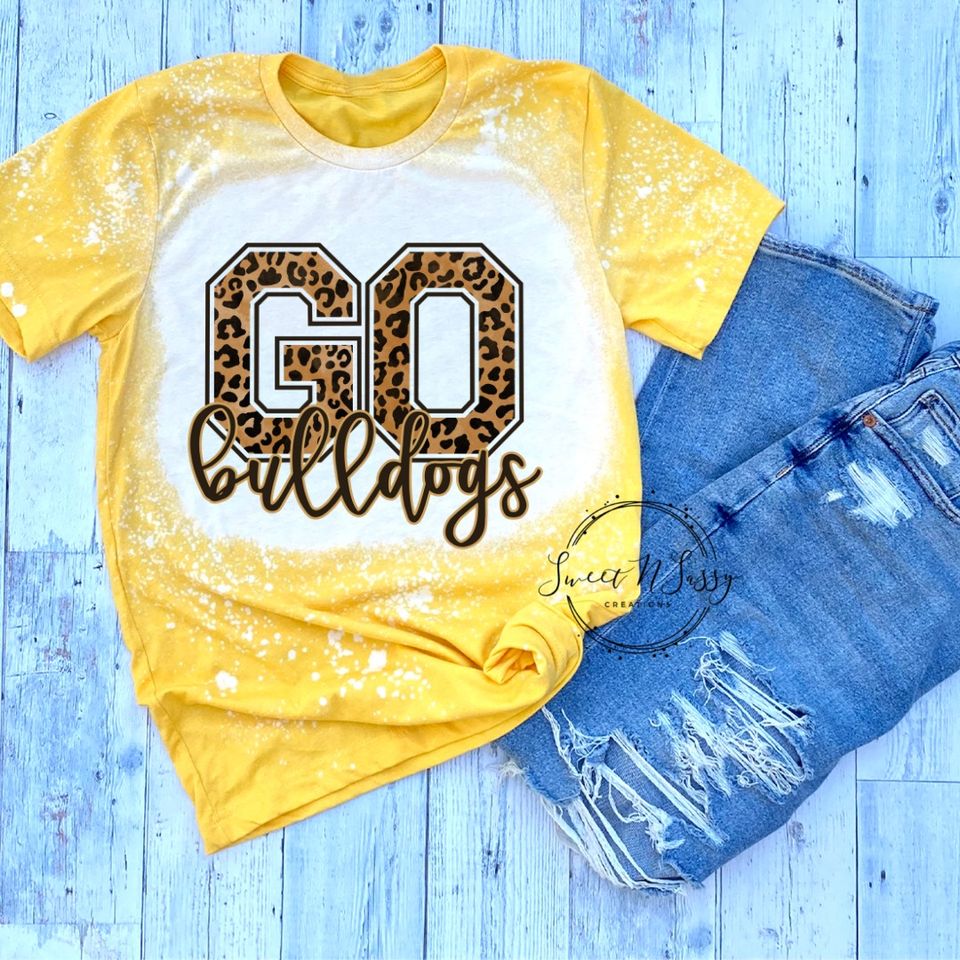Bleached Gold Go Bulldogs Leopard Tee