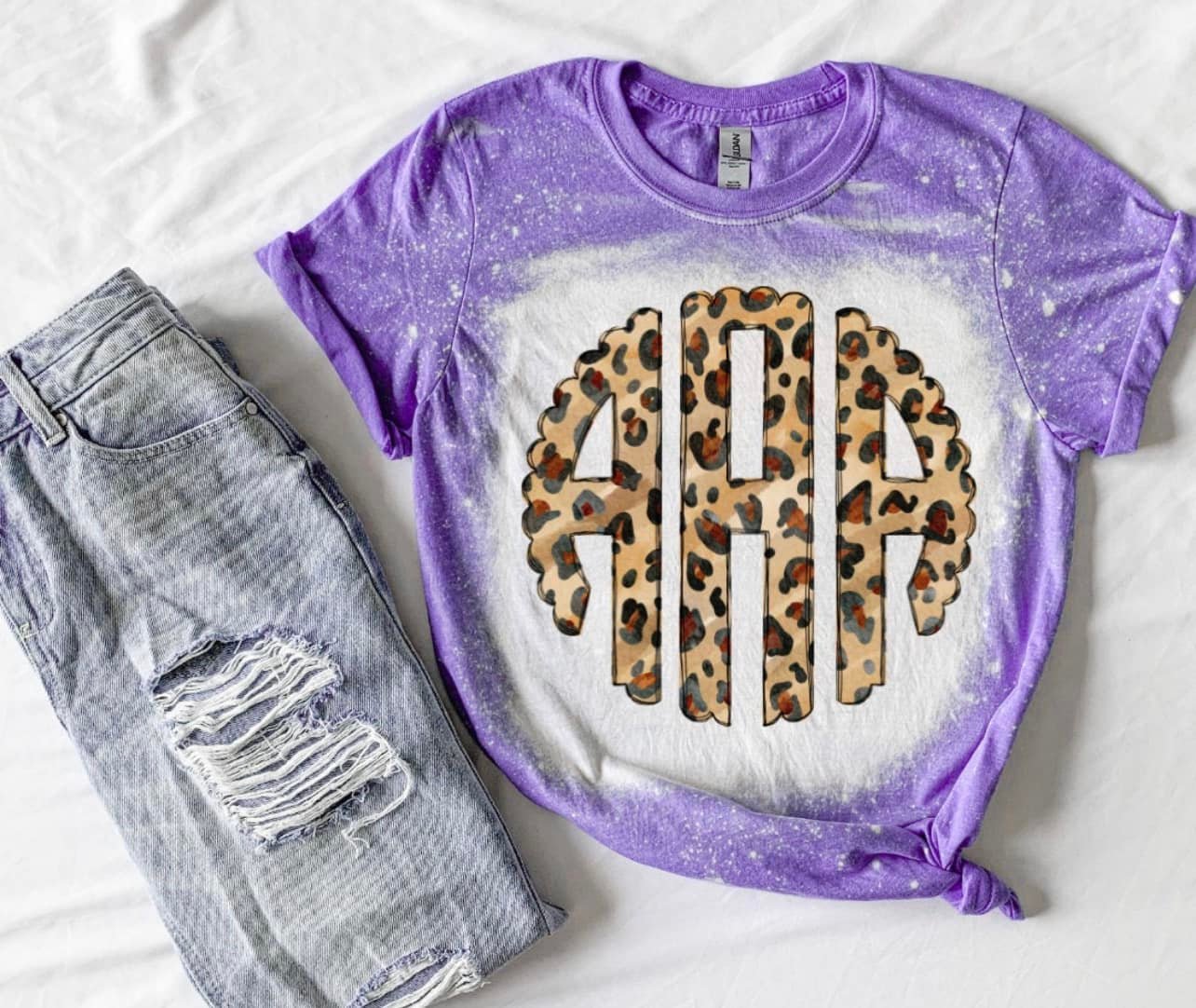 Bleached Leopard Monogram Tee