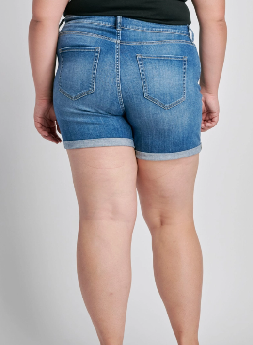 Cello Medium Wash Lightly Distressed Shorts- Plus