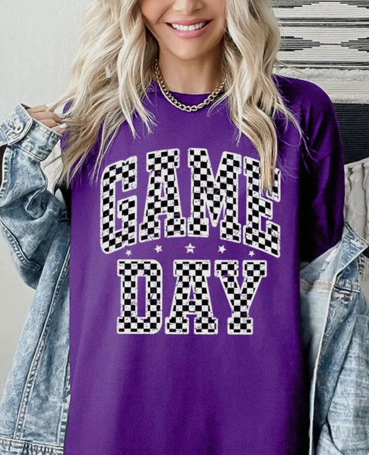 Purple Checkered Game Day