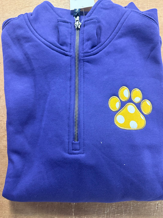 Applique Paw Charles River Unisex 1/4 Zip Sweatshirt- Adult