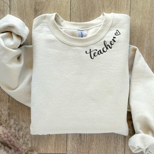 Teacher Collar Embroidered Sweatshirt