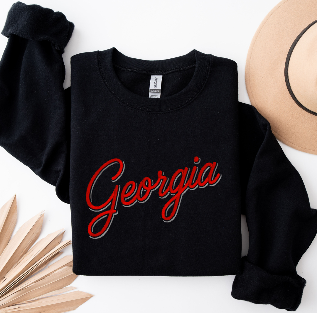 Georgia Double Script Emb Crewneck