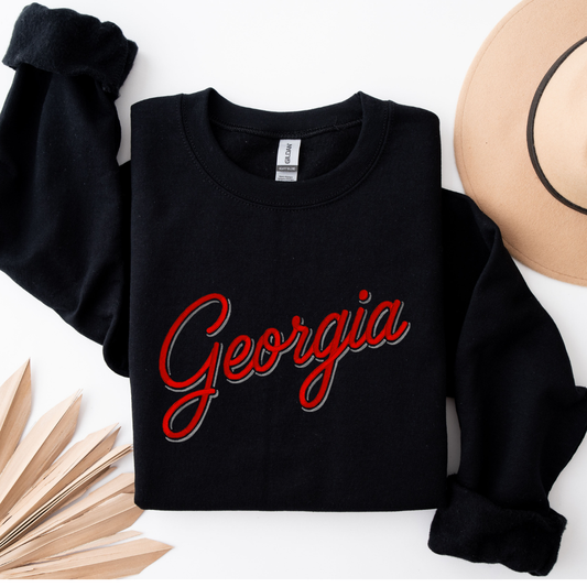 Georgia Double Script Emb Crewneck