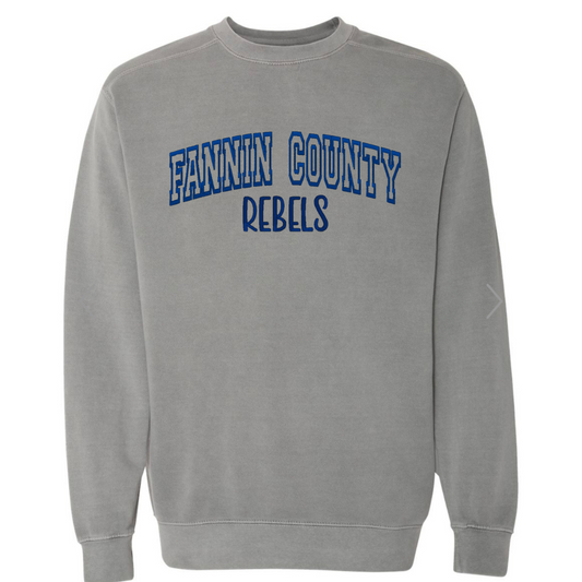 Fannin Co Varsity Embroidered Comfort Colors Sweatshirt- Adult