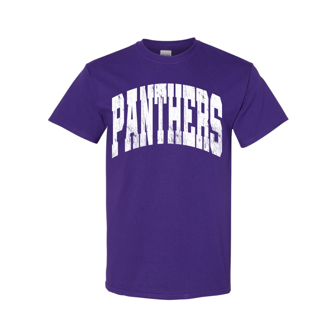 White Distressed Panthers Arch- Youth