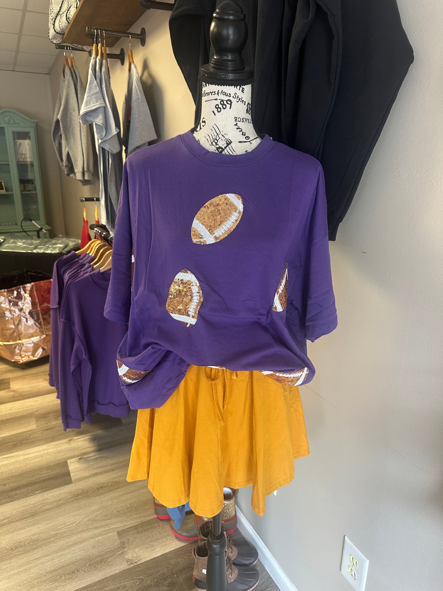 Purple Football Sequin Top