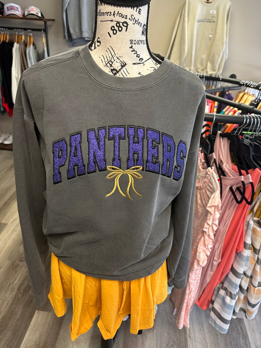 Sports Team Glitter Applique Bow Crewneck-Adult