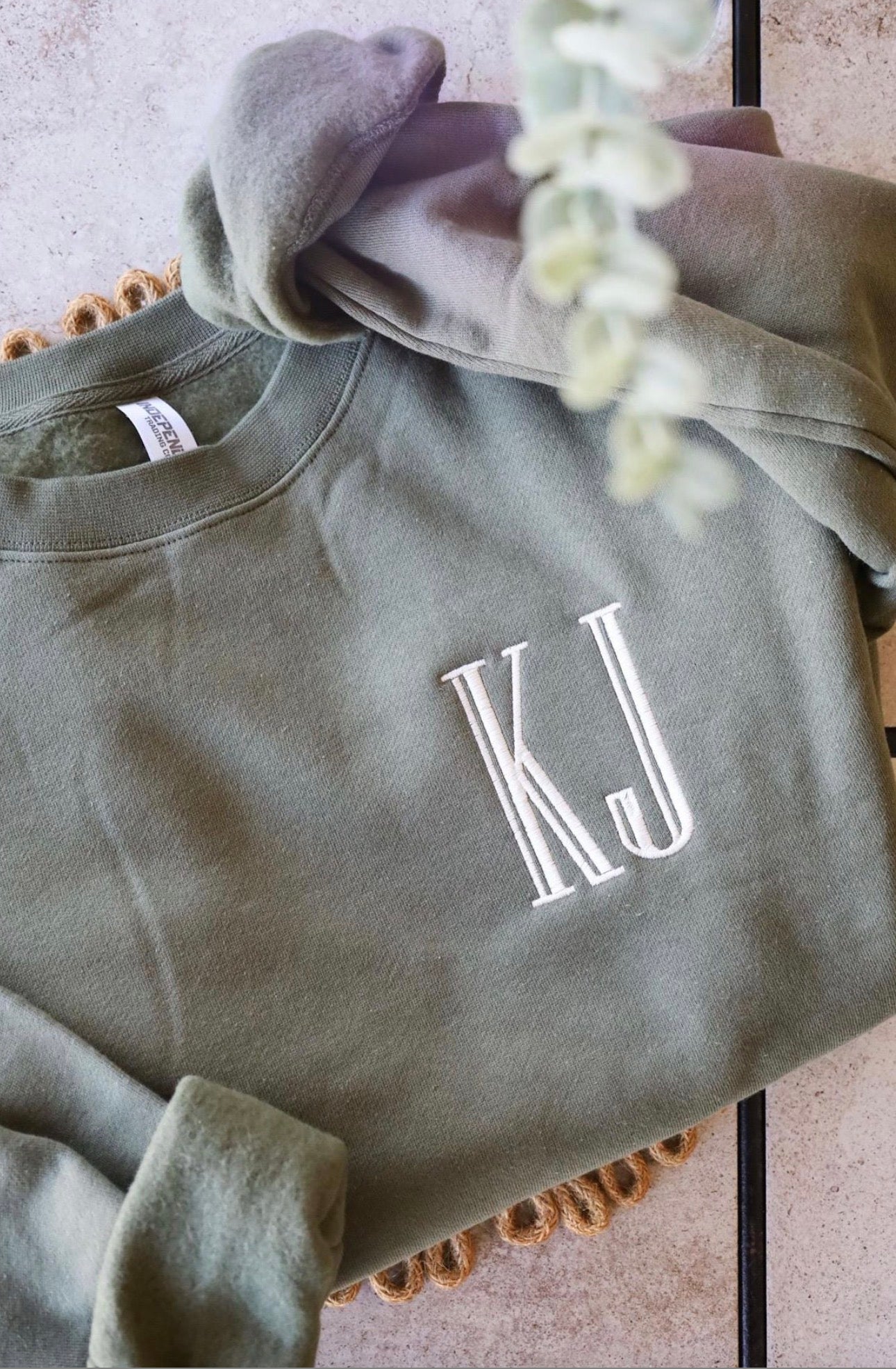 Embroidered  Two Letter Monogram Sweatshirt