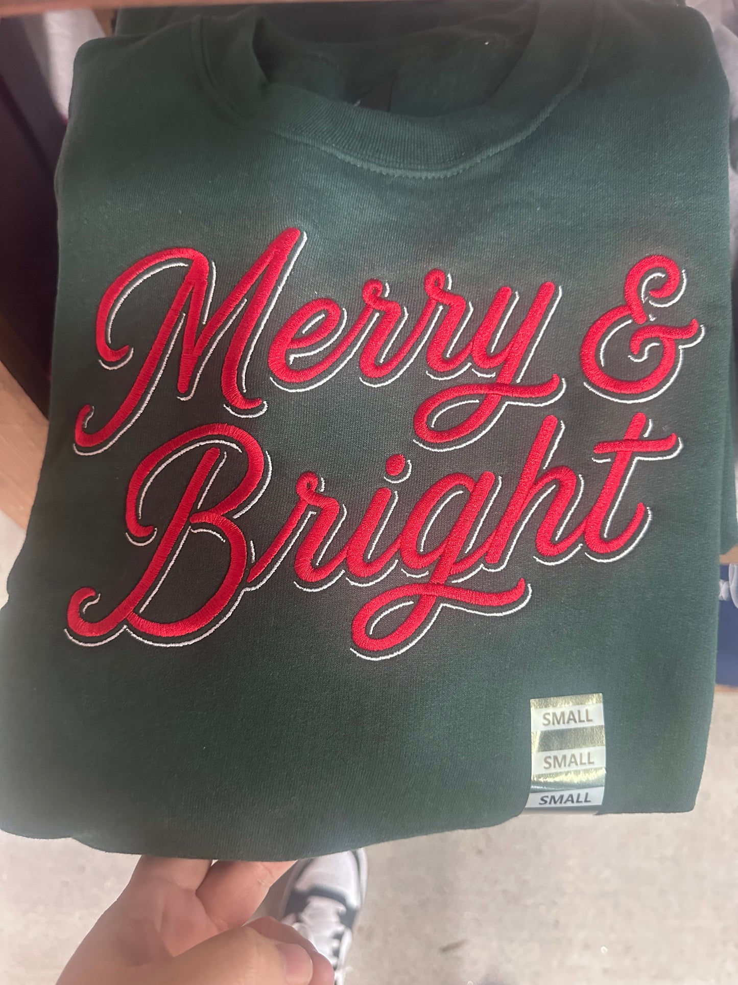 Merry and Bright Embroidered Crewneck