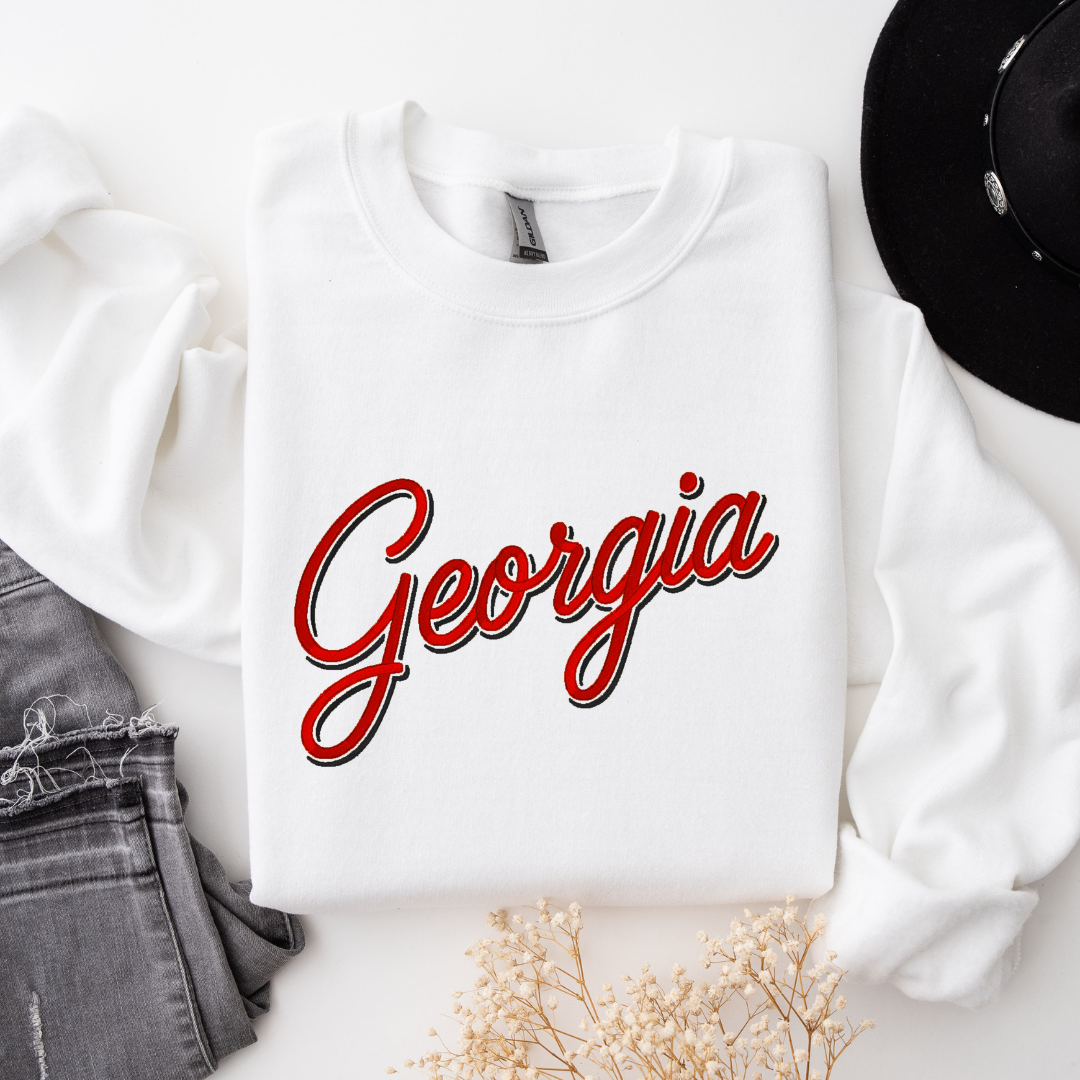 Georgia Double Script Emb Crewneck