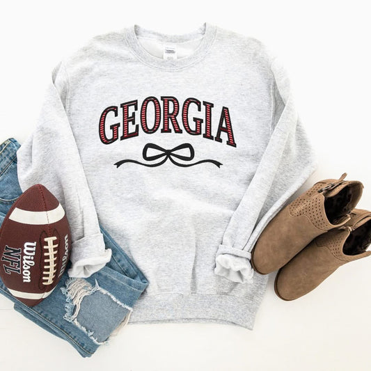 Team Spirit Embroidered Striped Lettering Sweatshirt