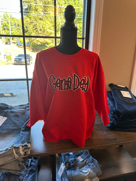Gildan Game Day Puff Embroidery Crop Sweatshirt