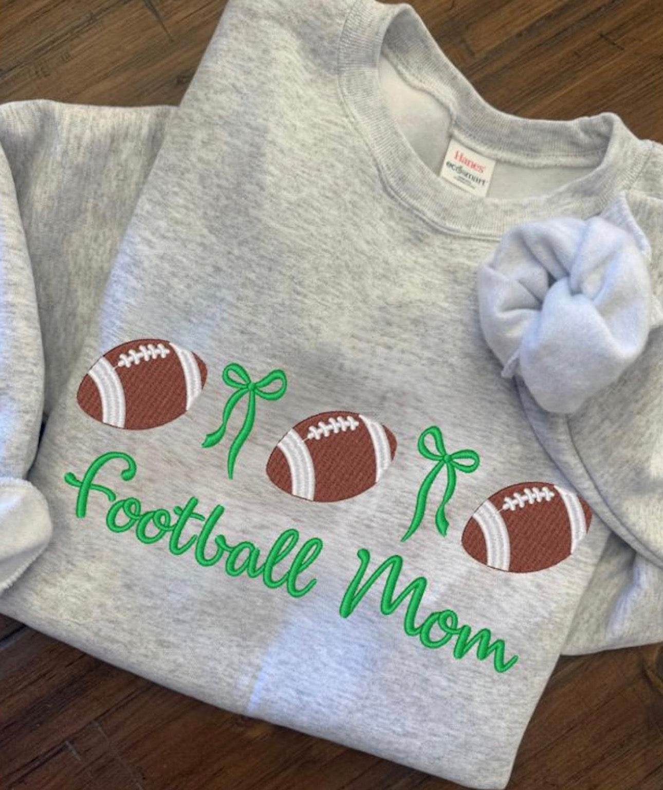 Football Mom Bows Embroidered Top