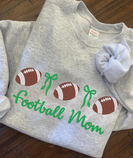 Football Mom Bows Embroidered Top