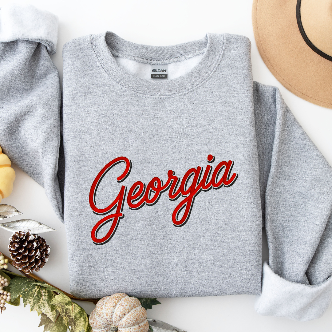 Georgia Double Script Emb Crewneck