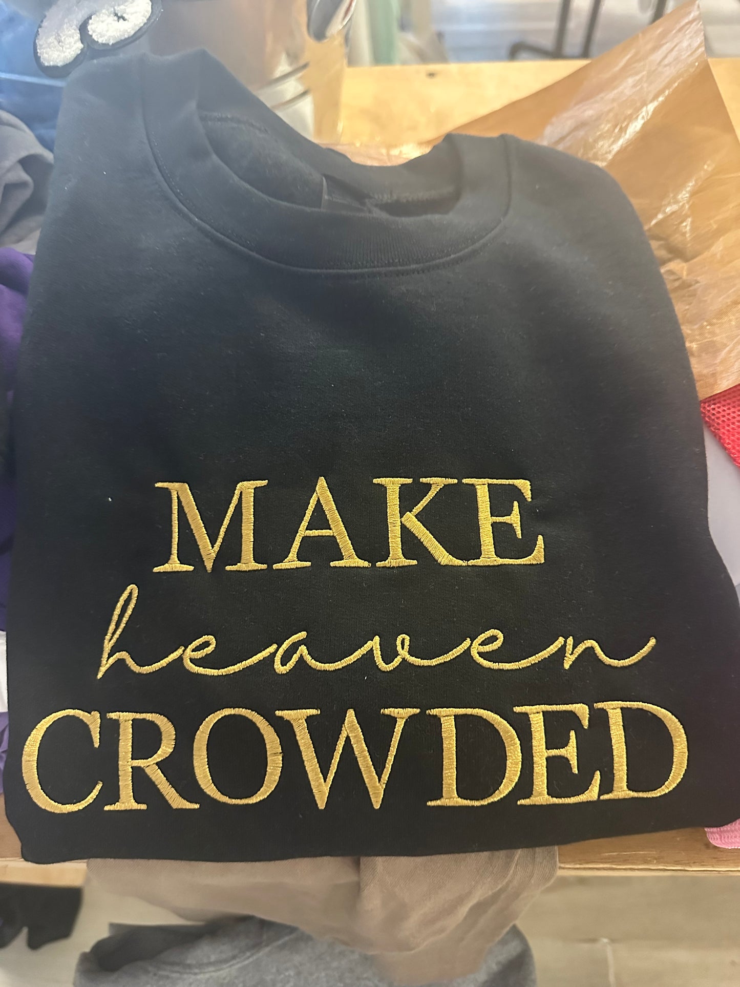 Make Heaven Crowded Block Embroidery Crewneck- Adult