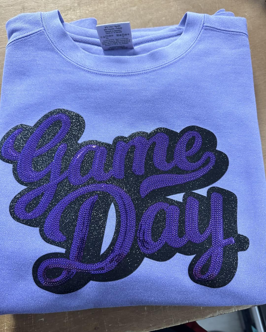 Purple Sequin Black Glitter Game Day Patch