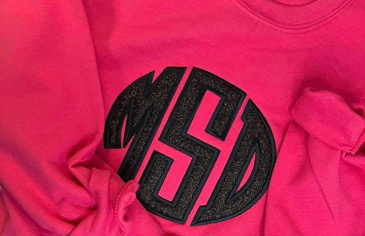 Circle Glitter Appliqué Monogram Sweatshirt