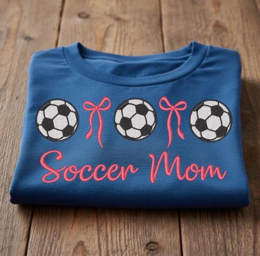 Soccer Mom Bows Embroidered Top